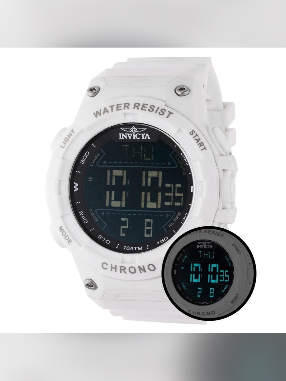 Invicta White Digital Chronograph Racing Watch (NWT in box)